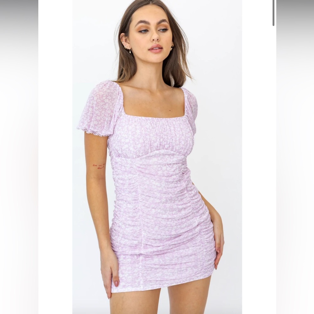 South Moon Under Lilac Floral Mini Dress